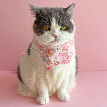 Mokka - Floral Print Adjustable Cat Bandana Collar