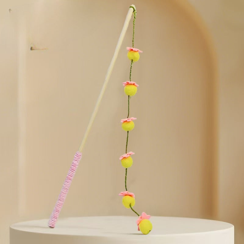Moo Garden Beads Wand Cat Toy shown with a focus on the wand handle