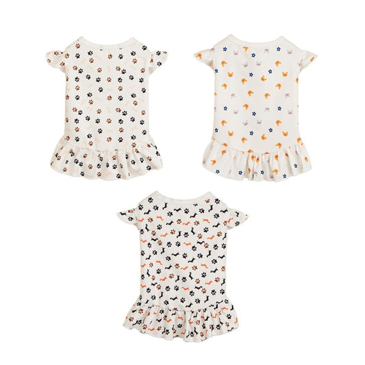 Ozzie - White Cartoon Print Pet Dress