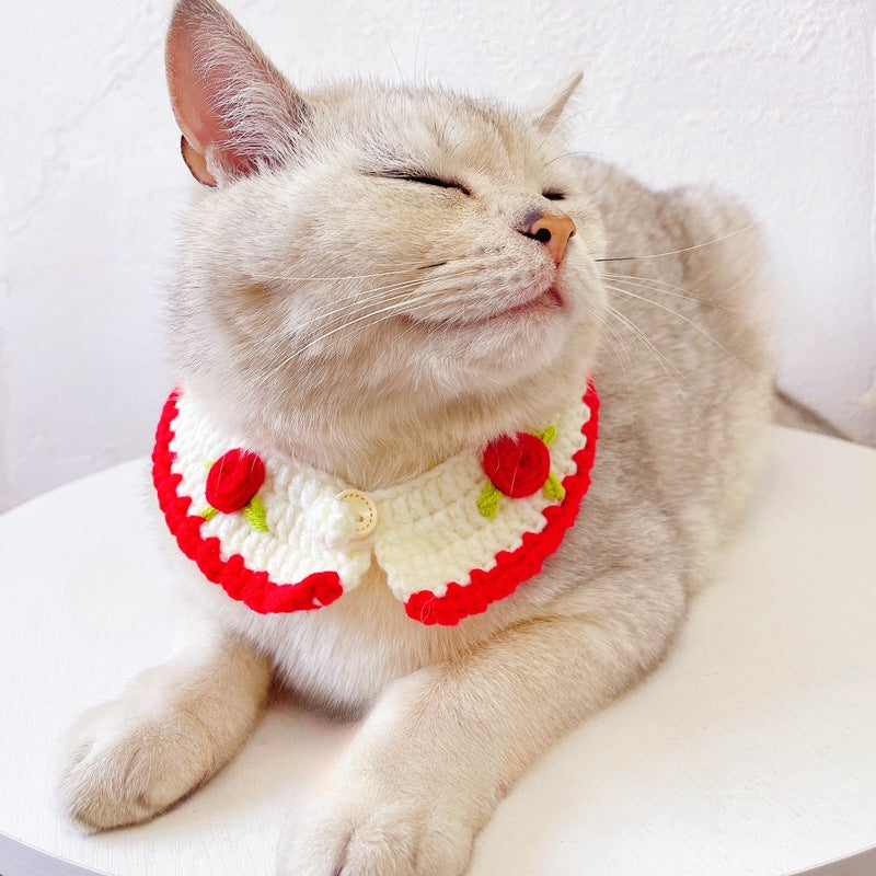 Mokka - Rose Knit Adjustable Cat Collar