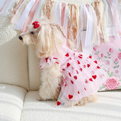 Ozzie - Casual Heart Print Dog and Cat Pet Dress