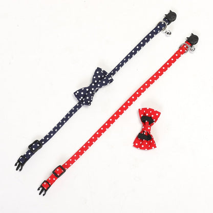 Mokka - Casual Polka Dot Bow Accent Pet Collar