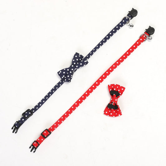 Mokka - Casual Polka Dot Bow Accent Pet Collar