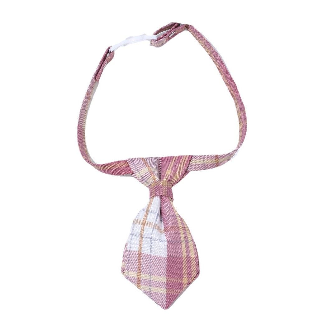 Mokka - Plaid Tie Detail Adjustable Pet Collar