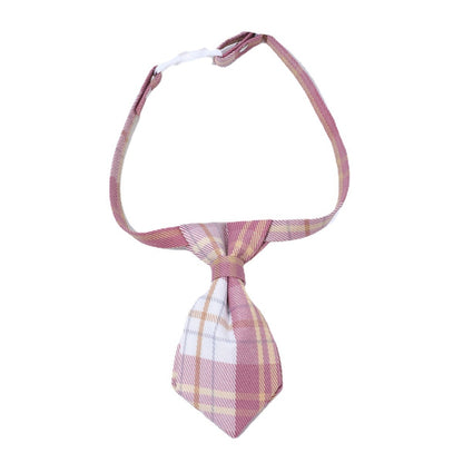 Mokka - Plaid Tie Detail Adjustable Pet Collar