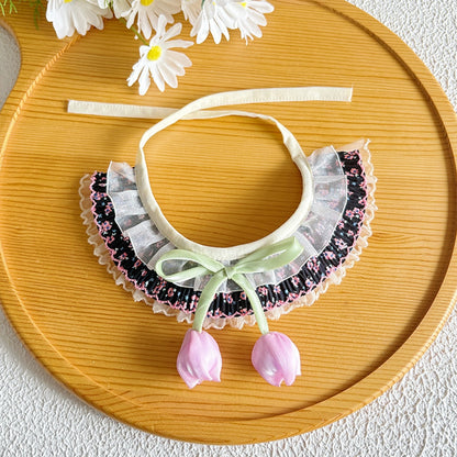 Mokka - Floral Lace Trim Pet Collar