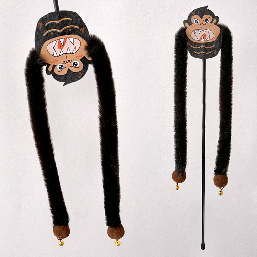 Moo – Black Gorilla Plush Wand Cat Toy