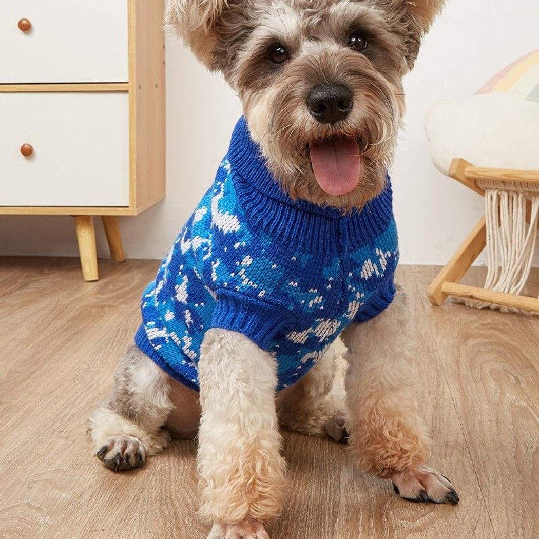Ozzie - Snowflake Pattern Knit Look Pet Sweater