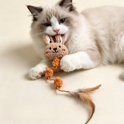 Moo - Bunny Face with Feather Cat Toy