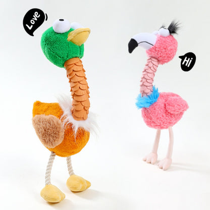 Petkin Goofy Bird Plush Toy with flamingo and duck plush toys positioned upright
