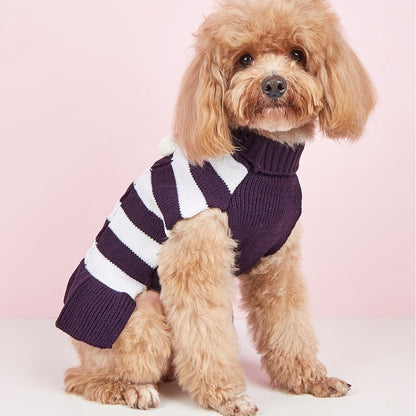 Ozzie - Ruffle Hem Cable Stripe Sweater Dress