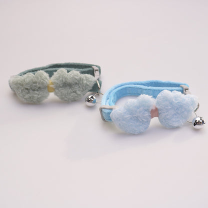 Mokka - Cute Plush Bow Detail Cat Collar with Bell
