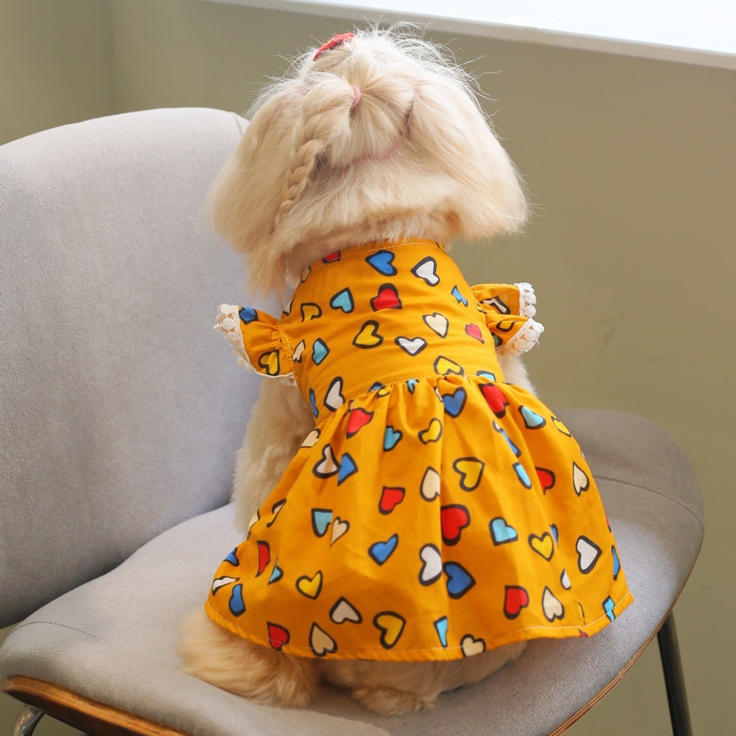 Ozzie - Colorful Heart Print Casual Dress for Pets