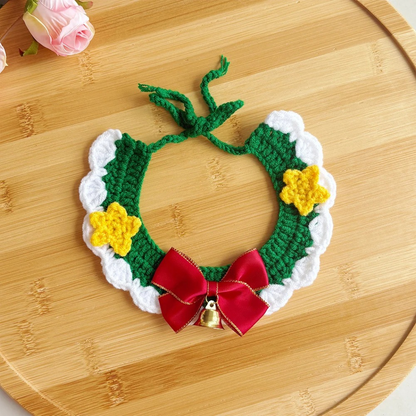 Mokka - Christmas Crochet Hat and Bow Pet Collar