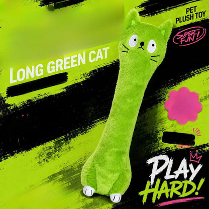 Petkin Green Cat Plush Dog Toy