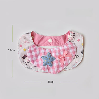 Mokka - Pink Plaid Cartoon Dog Print Pet Bib
