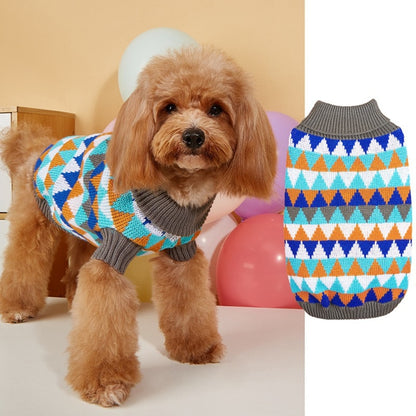 Ozzie - Retro Triangle Pattern Turtleneck Dog Sweater