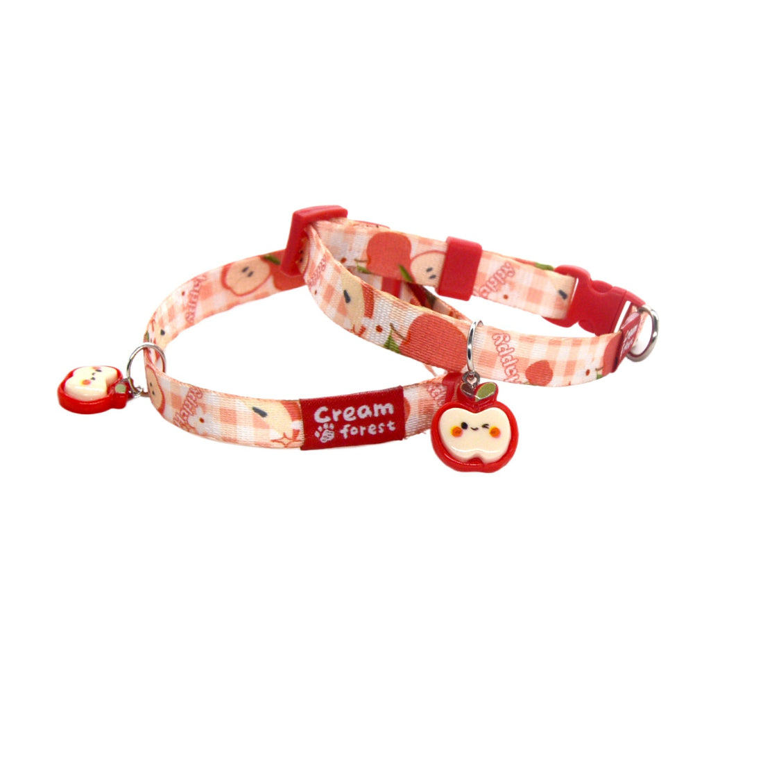Side view of Mokka cat collar showing the buckle and charm detail