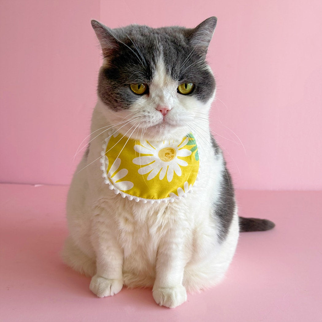 Mokka - Floral Print Tie-On Cat Bib