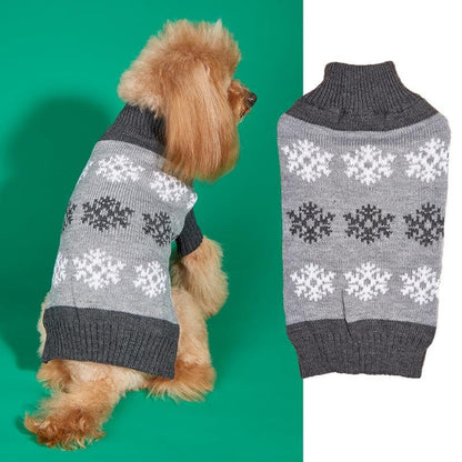 Ozzie - Snowflake Turtleneck Knit Dog Sweater