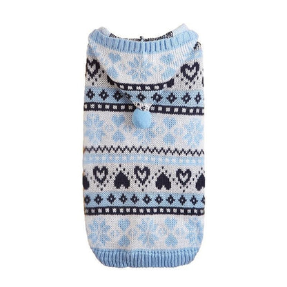 Ozzie - Heart Snowflake Knit Look Pet Sweater
