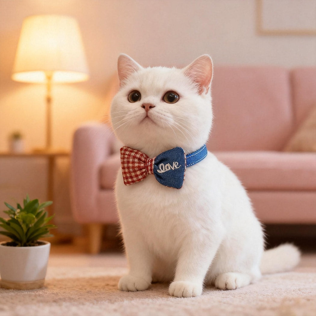 Mokka - Bow and Heart Adjustable Cat Collar