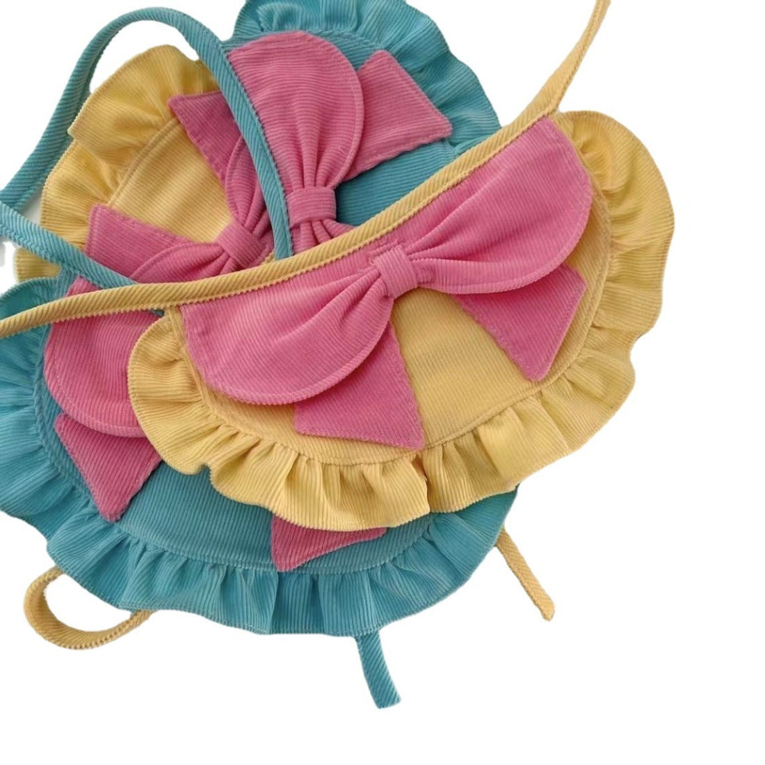 Mokka decorative pet bandana displayed flat highlighting bow and ruffles