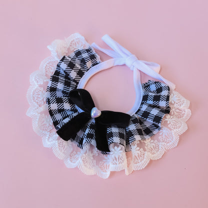 Mokka - Plaid Lace Bow Cat Collar Collar