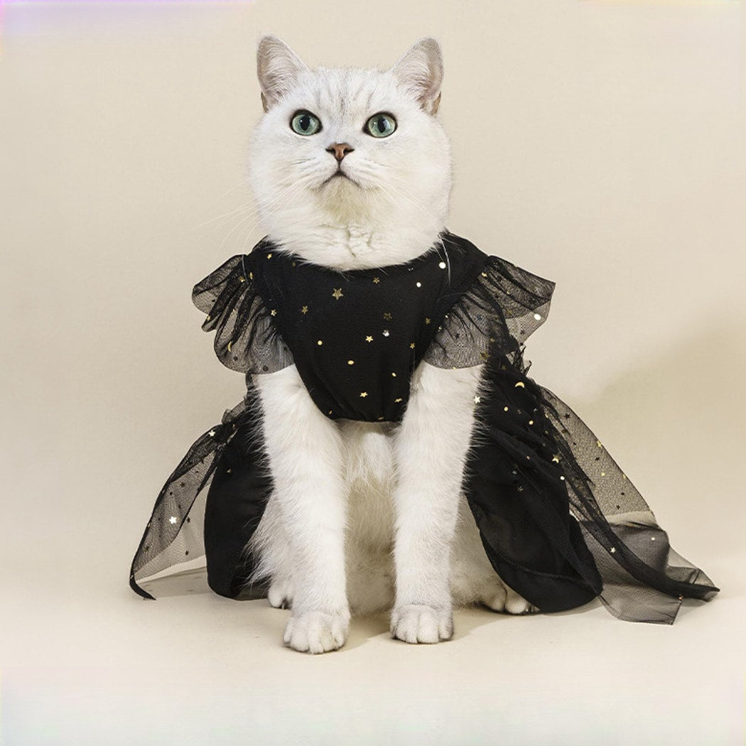 Ozzie - Decorative Black Pet Dress with Tulle Trim