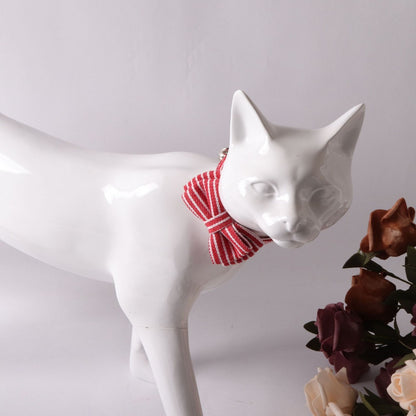 Mokka cat collar with stripe bow tie displayed on a white background