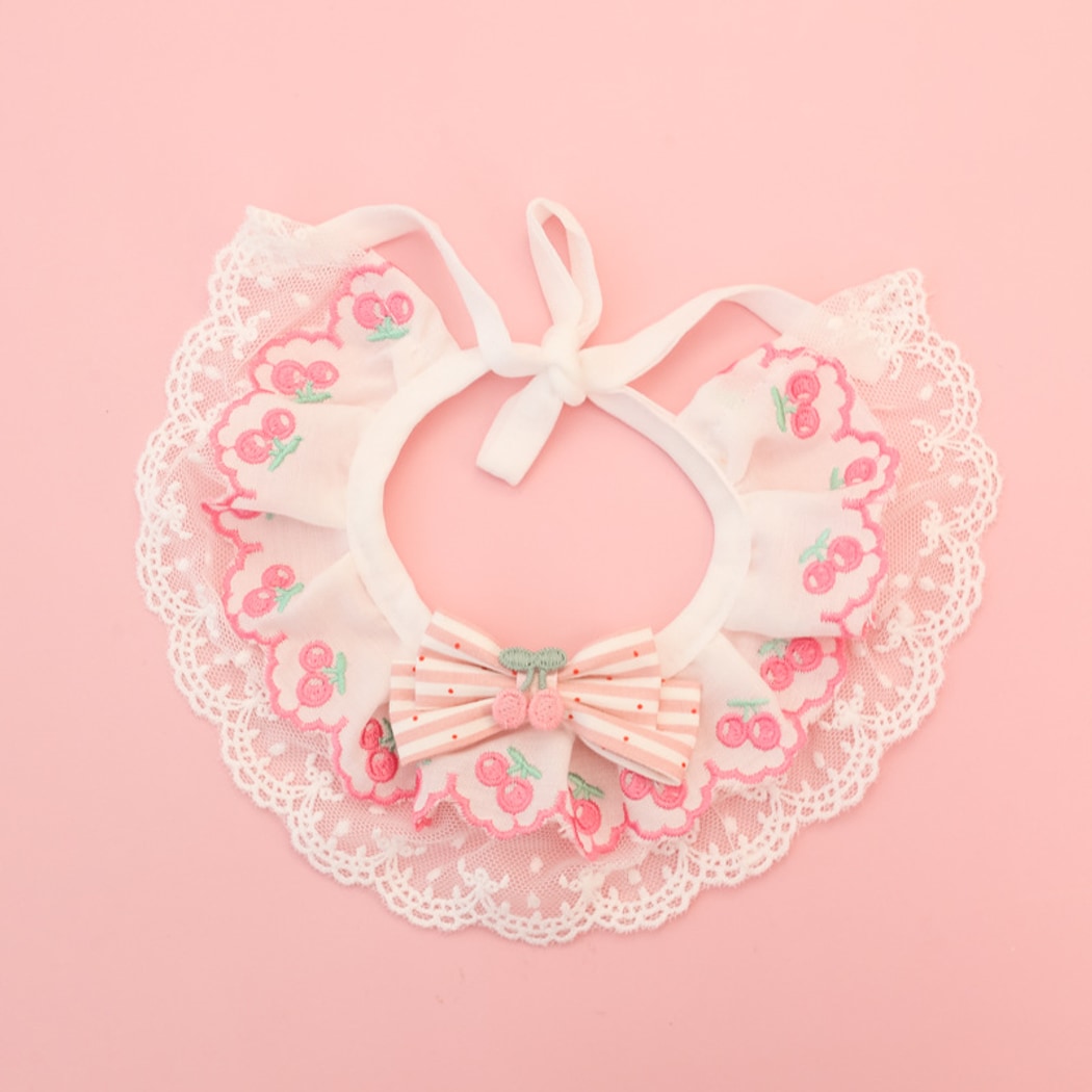 Mokka - Strawberry Cherry Lace Cat Collar