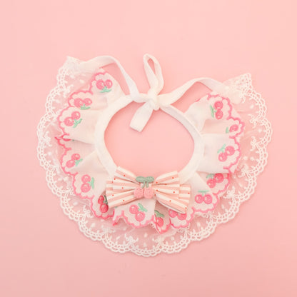 Mokka - Strawberry Cherry Lace Cat Collar