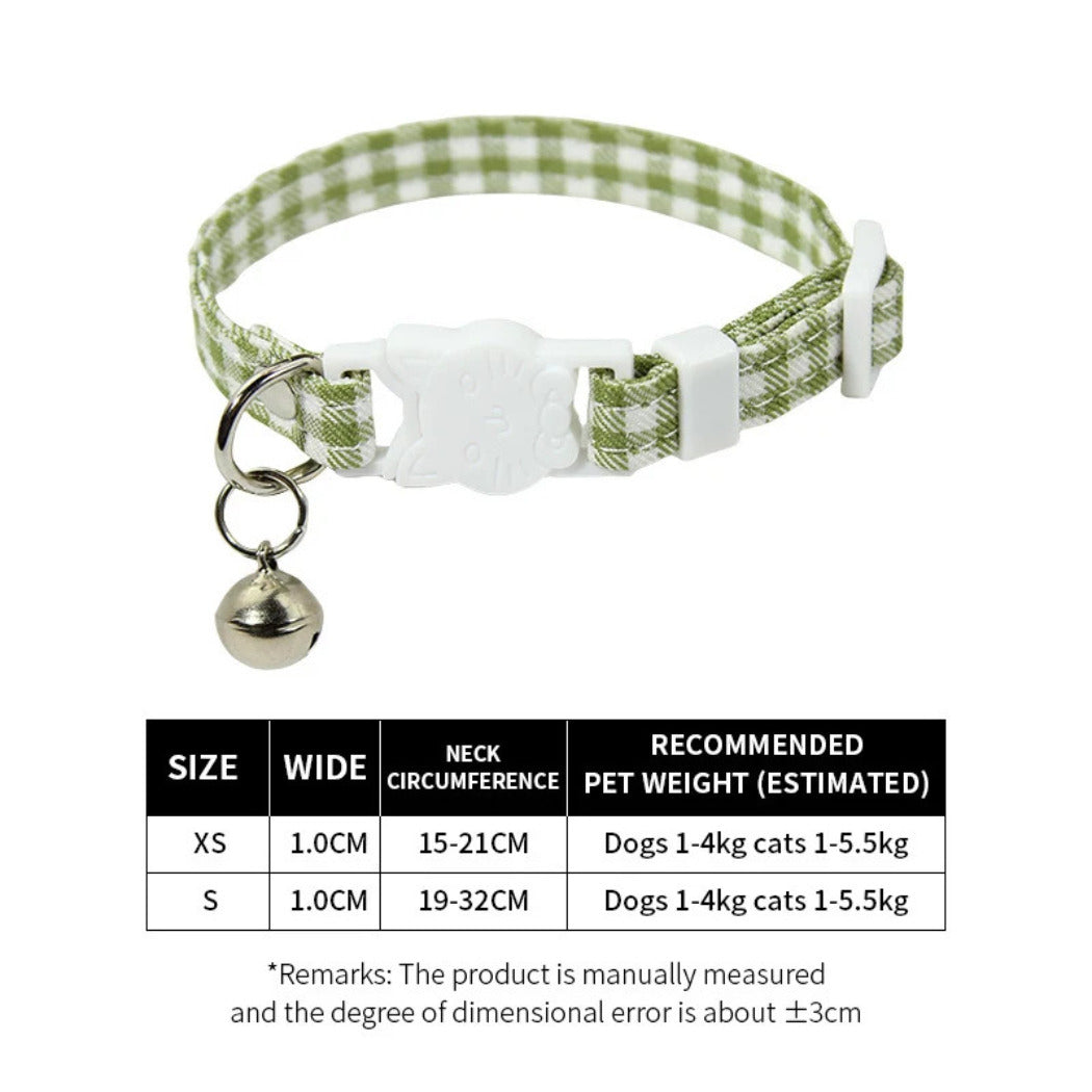 Mokka - Gingham Check Breakaway Bell Cat Collar