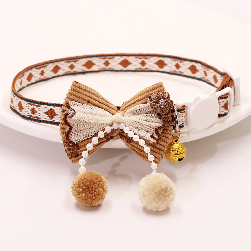 Mokka - Folksy Style Geometric Patterns Bow Cat Collar