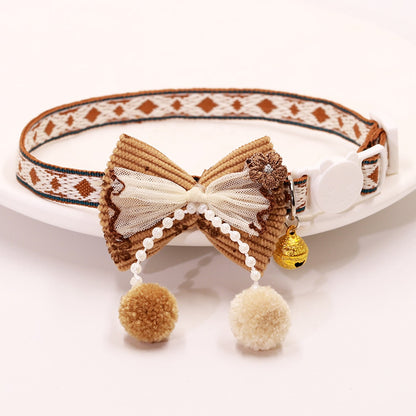Mokka - Folksy Style Geometric Patterns Bow Cat Collar