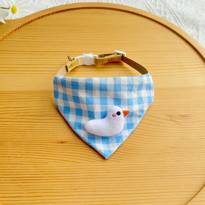 Mokka - Checkered Plush Decorative Pet Bandana Collar