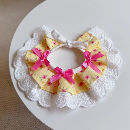 Mokka - Floral Ruffle Lace Tie-on Pet Collar