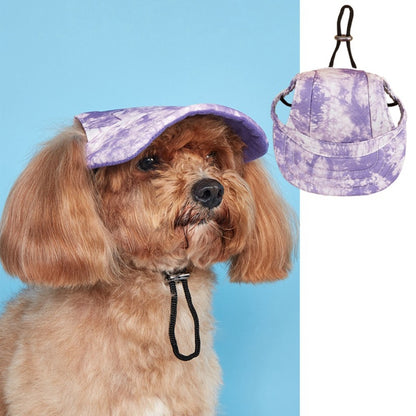 Back view of Ozzie tie-dye dog baseball cap with adjustable closure