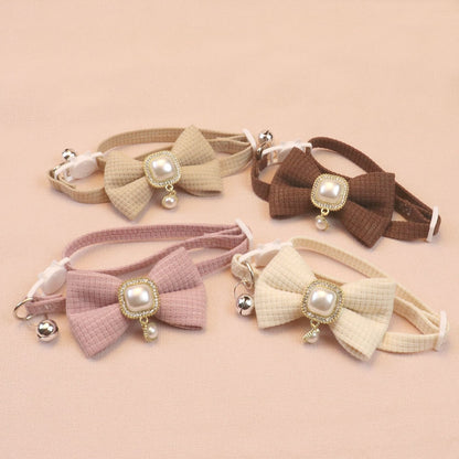 Mokka - Chic Solid Color Bow Cat Collar