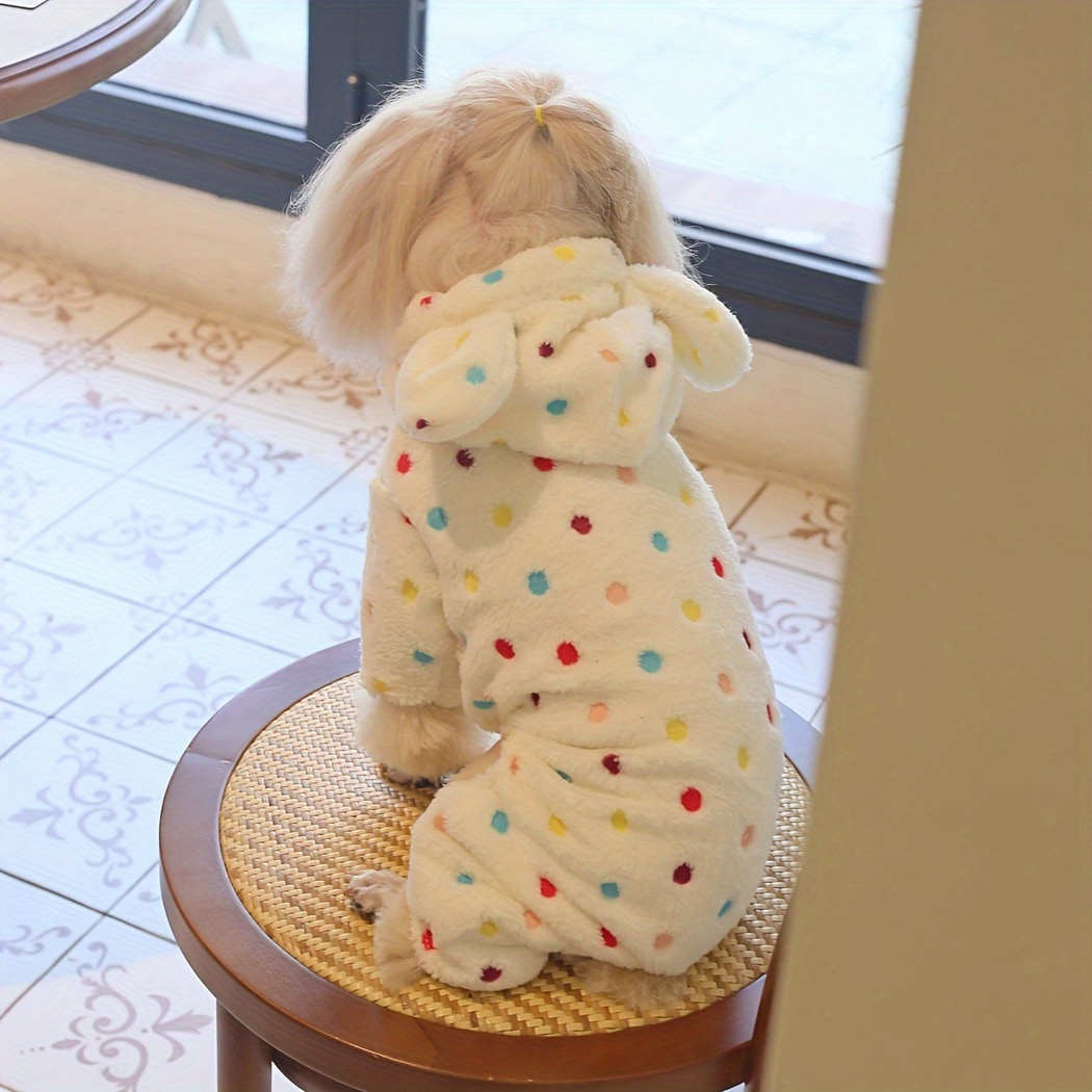 Ozzie - Rabbit Ear Polka Dot Plush Dog Onesie