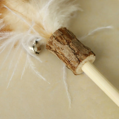 Close-up of the feather tip on the Moo Interactive Feather Wand Cat Toy