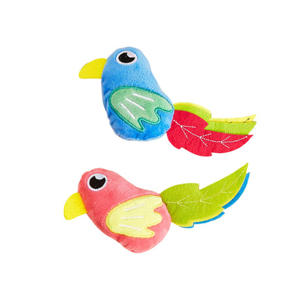 Moo bright bird plush toy for playful cats in colorful fabric
