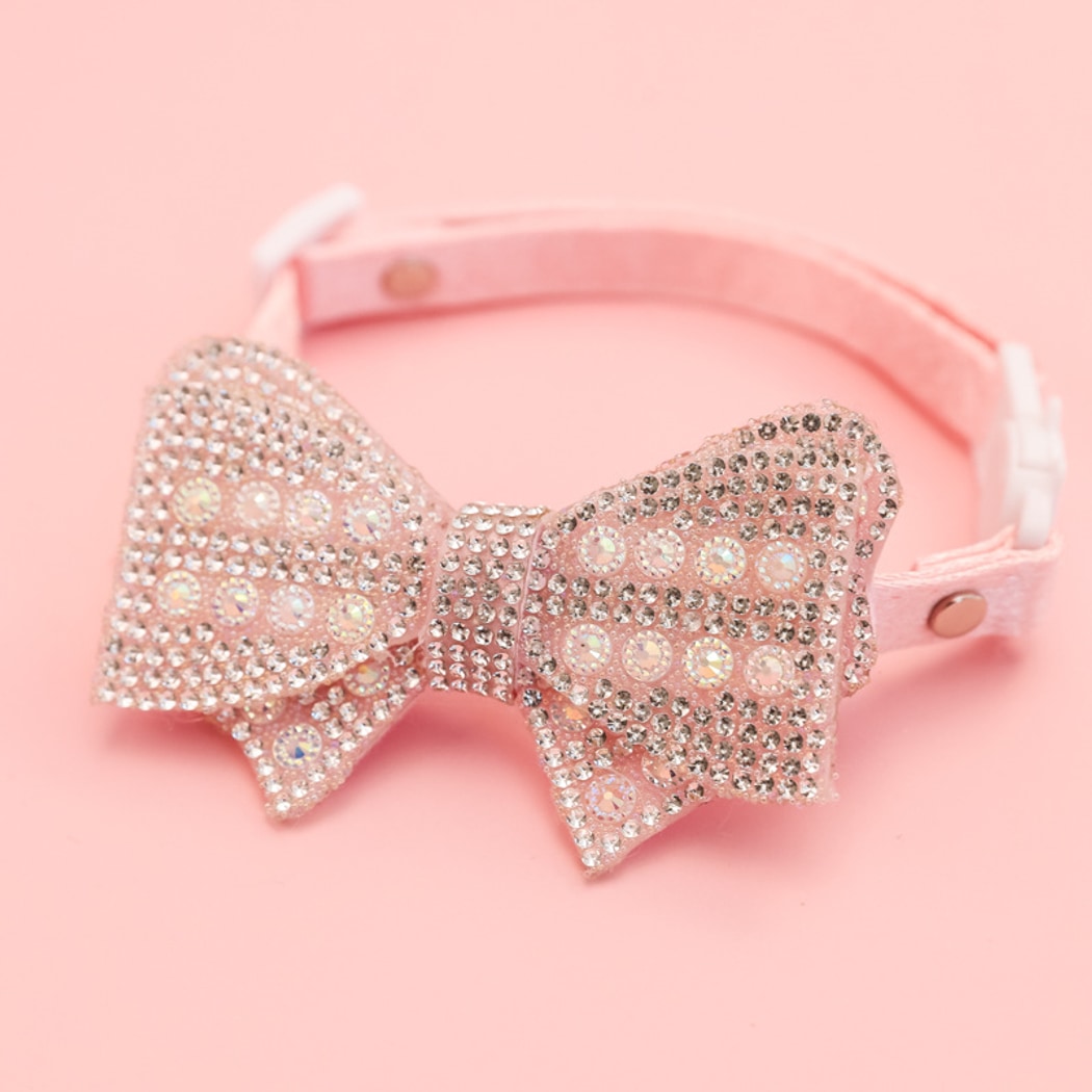 Mokka - Sparkly Bow Accent Pet Collar