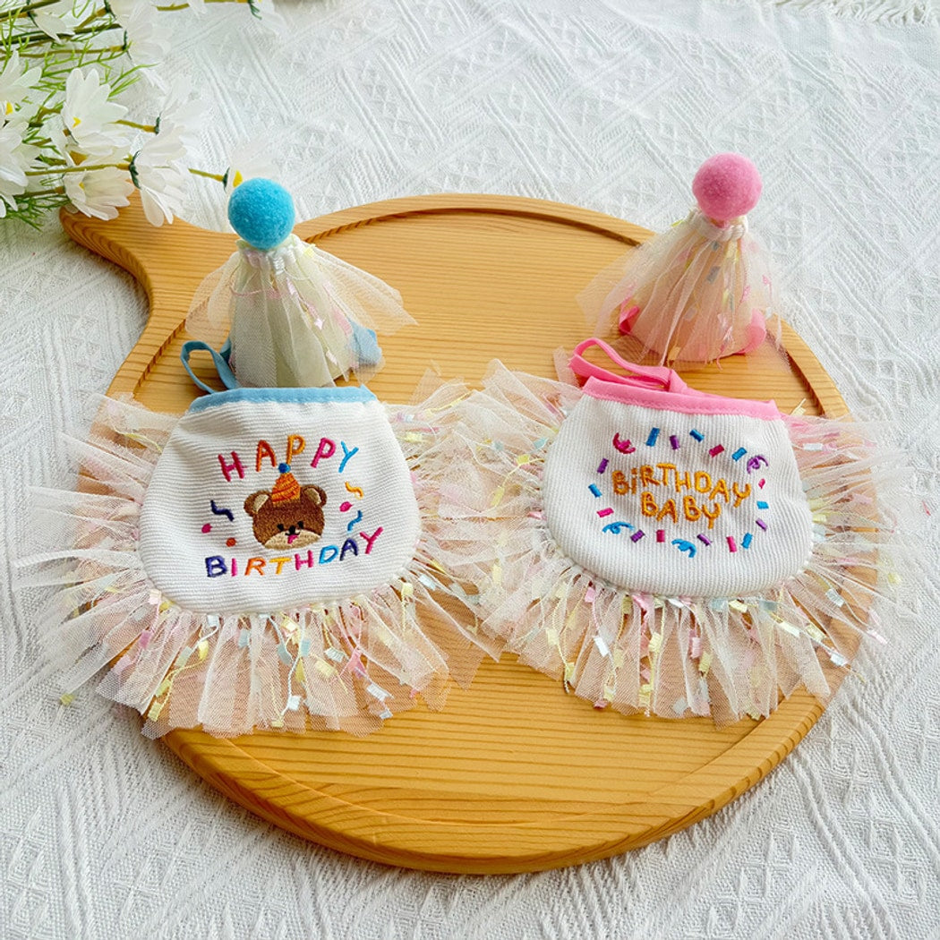 Mokka - Letter Pattern Pet Birthday Hat and Bib