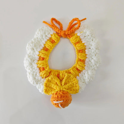 Mokka - Crochet Bow Ball Ruffle Pet Collar