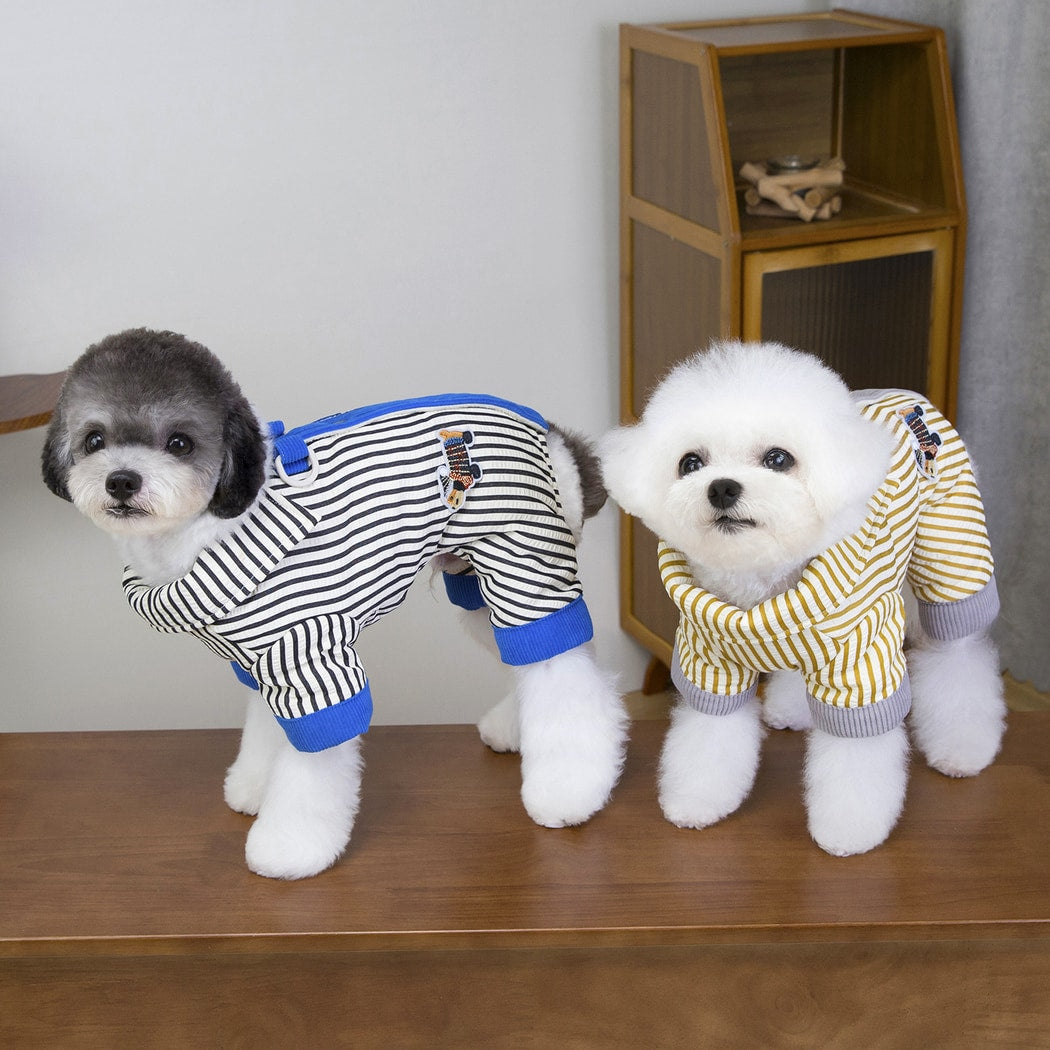 Ozzie - Button Front Striped Dog Shirt Romper