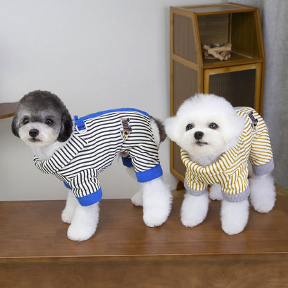 Ozzie - Button Front Striped Dog Shirt Romper
