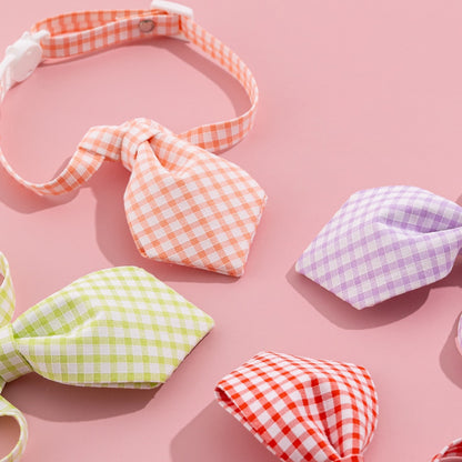Mokka - Gingham Tie Neck Accessory Cat Collar