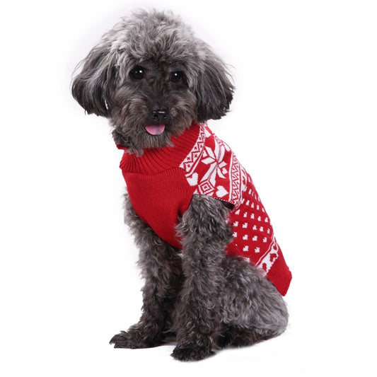 Ozzie - Festive Snowflake Heart Pattern Dog Sweater
