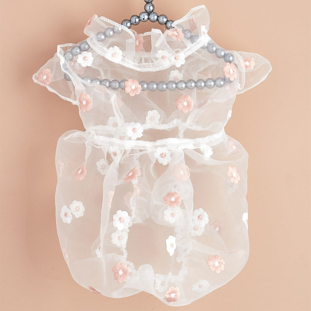 Ozzie - Spring Summer Floral Embroidered Pet Dress